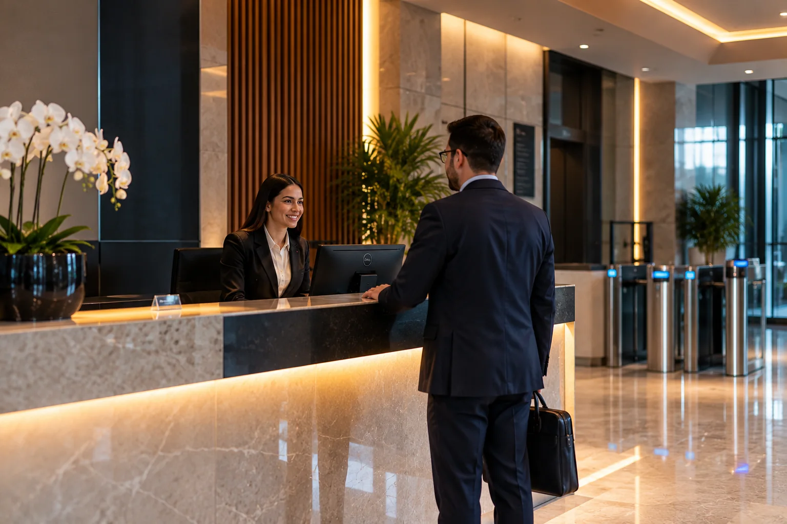 Recepção de edifício corporativo